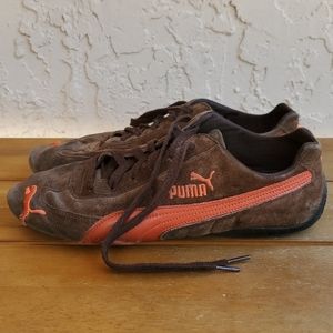 brown leather puma trainers